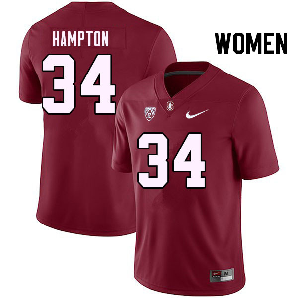 Women #34 Caleb Hampton Stanford Cardinal College Football Jerseys Stitched Sale-Cardinal
